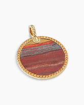 Limited DY Elements® Disc Pendant in 18K Yellow Gold with Jasper and Pavé Orange Sapphires, 32mm